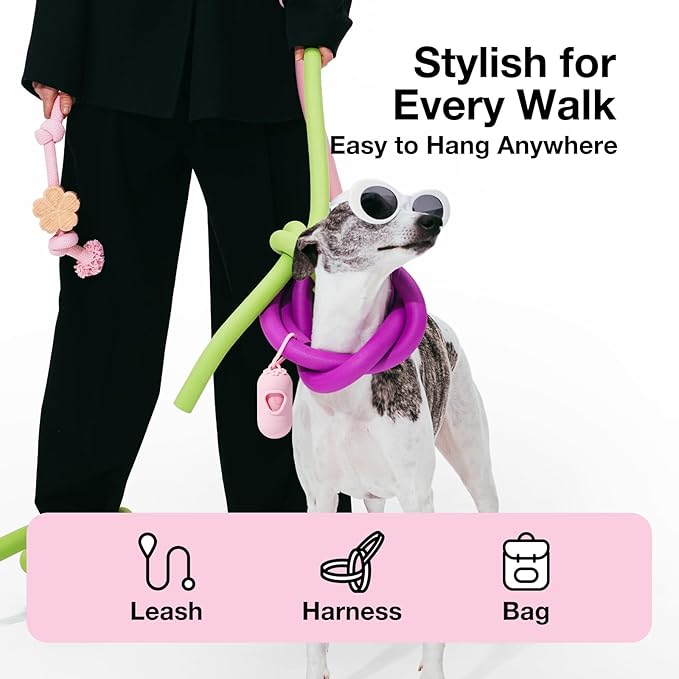 VETRESKA Dog Poop Bag Dispenser with 105 Cherry Blossom Scented Bags | Leak Proof and Extra Thick Pet Waste Bags, 1 Poop Bag Holder and 7 Rolls for Dog Walking and Cats Litter