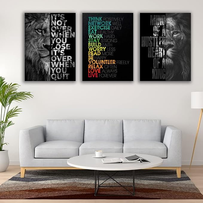 Motivational Canvas Painting Wall Art Execution Grind Hustle Inspirational Wall Art Success Entrepreneur Poster Positive Quotes Wall Poster Framed for Home Office Wall Decor[60''Wx 28''H]