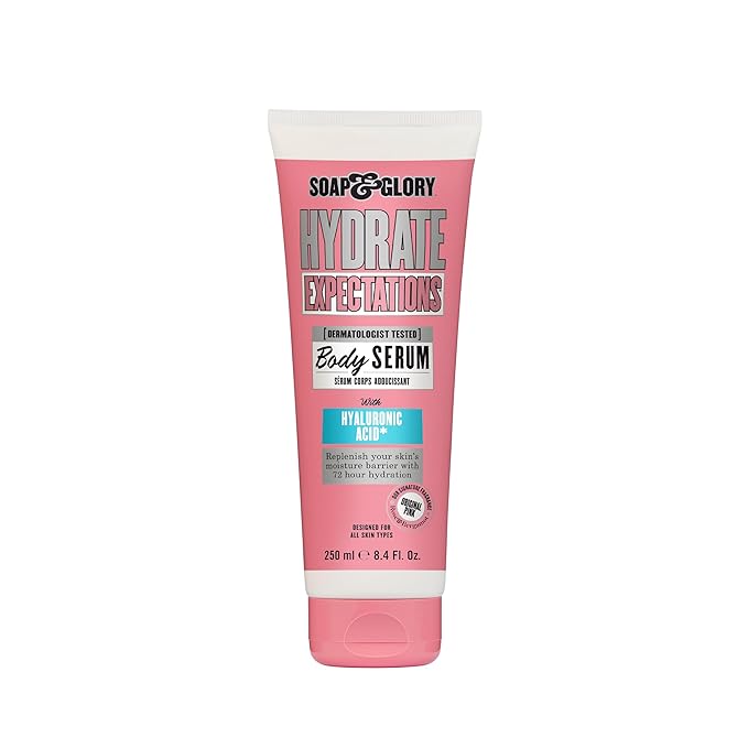 Soap & Glory Hydrate Expectations Body Serum - Thirst Quenching Hyaluronic Acid - Full-Coverage, Lightweight, Fast Absorbing Vegan Moisturizing Body Serum (8.4 Fl Oz)