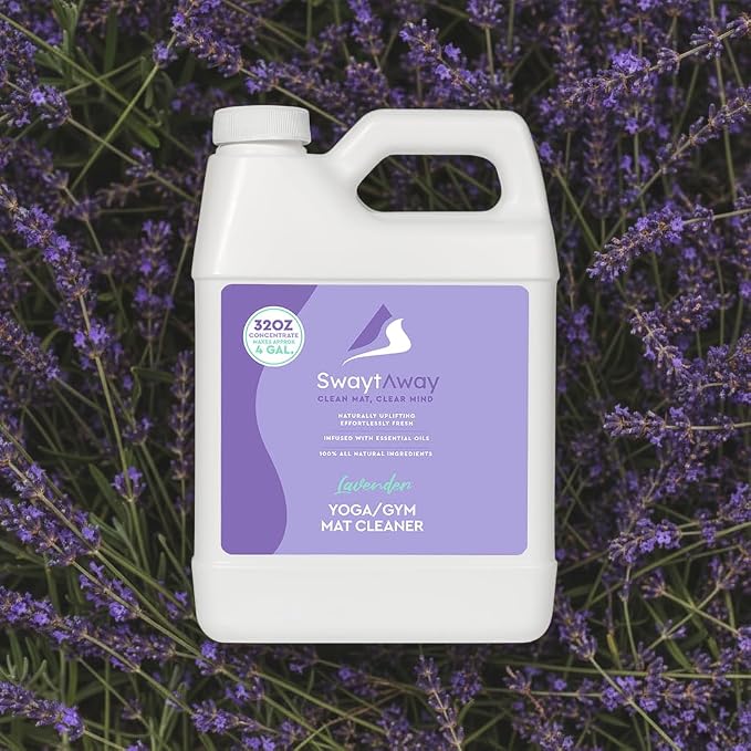 SwaytAway Fitness Mat Cleaner Concentrate – 32oz/Make 4 Gal - No-Slip No-Residue Lavender Essential Oil Formula – USA Made Aromatherapy Yoga Mat Spray for Home & Studio – Natural Cleaning Solution