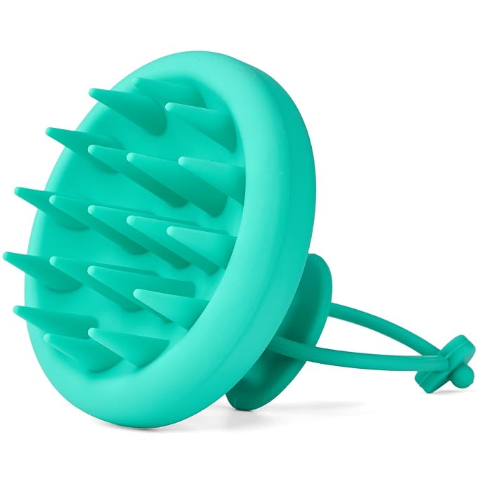 Scalp Massager Shampoo Brush, Soft Silicone Bristles Head Scrubber for Deep Cleansing, Dandruff Removal & Hair Growth, Ergonomic Exfoliator, Wet & Dry Use, Eco-Friendly Shower Brush, Green
