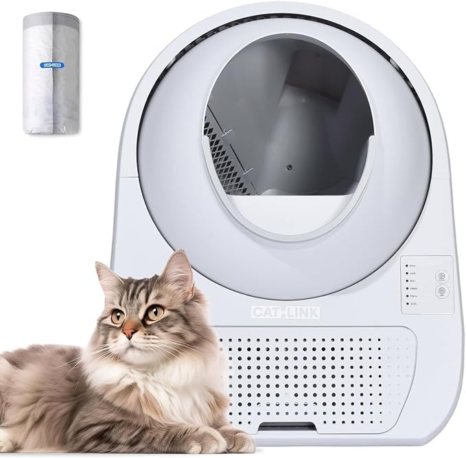CATLINK Self-Cleaning Litter Box for Multiple Cats 3.5–22 lbs | Cat Litter Box with Safety Protection, Large Capacity, Double Odor Removal (Young Version)