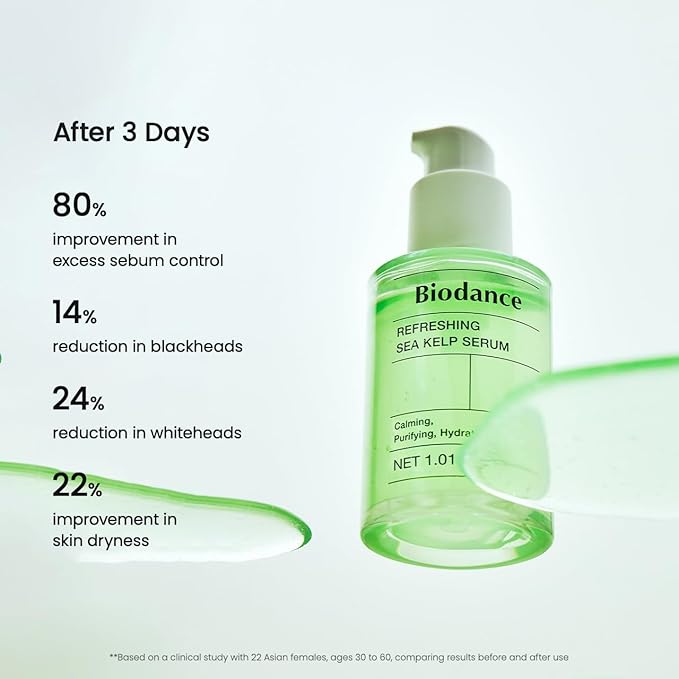 BIODANCE Refreshing Sea Kelp Serum, Oil & Sebum Control, Calming Serum for Oily & Combination Skin, Korean Skin Care, Valentines Day Gifts for Her | 1.01 fl.oz x 1 ea