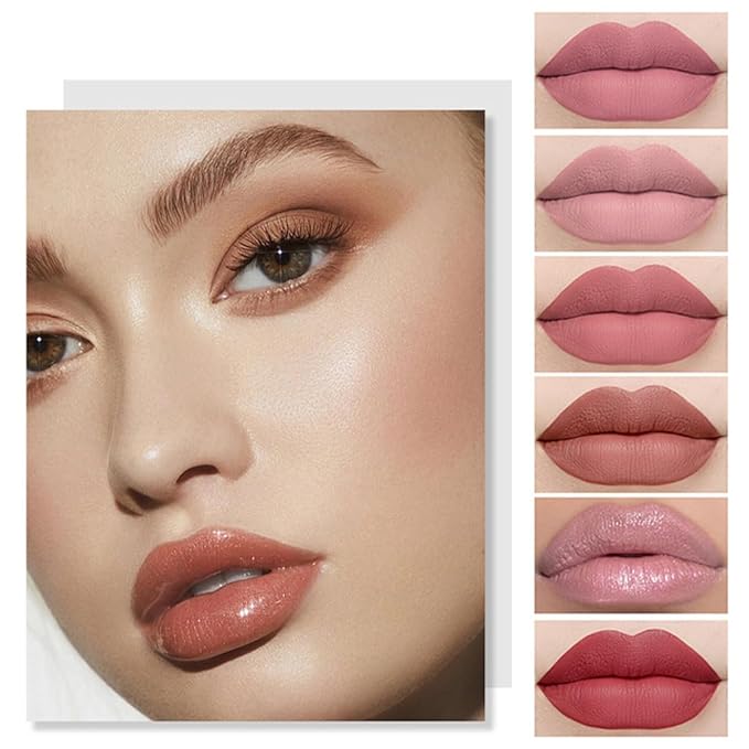 12Pcs Velvet Matte Liquid Lipstick Set, Non-Stick Cup Nude Lip Stain Kit,Waterproof Long Lasting Quick-drying Matte and Glitter Lip Gloss,Lip Makeup Gift Kit for Women