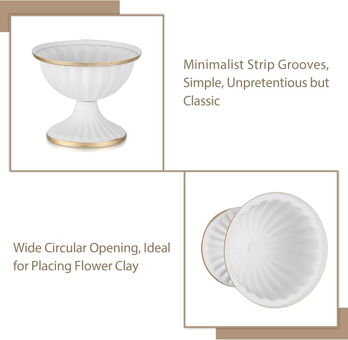 Sziqiqi White Metal Compote Vase, Wedding Centerpiece for Table, 10Pcs | 3.7in Small Flower Arrangement,Mini Pedestal Bowl Urn Vases for Decoration, Home, Wedding, Party, Event, Birthday