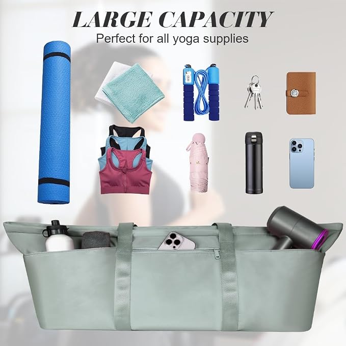 Aucuu Large Yoga Mat Bag, Yoga Mat Tote Carrier for Women Men, with Yoga Mat Holder Strap, Bottle Pocket and Wet Compartment