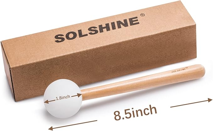 SOLSHINE Crystal Singing Bowl Mallet - Wooden Healing Striker with Rubber Tip for Sound Therapy, Yoga Meditation, Chakra Balancing & Energy Cleansing Tools