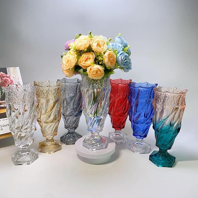 Glass Flower vase 2.4lb 9.5inch,Bohemian Style, for Centerpieces,Wedding,Home Decor Glass Vase (Red)