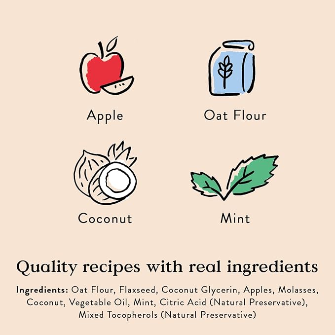 Bocce's Bakery Brushy Bites Soft Chewy Dog Treats, Apple Mint Flavor (6 oz) | Oven Baked, Wheat-Free Everyday Dog Treat Cookies - Made with Real, Limited Ingredients and Baked in The USA