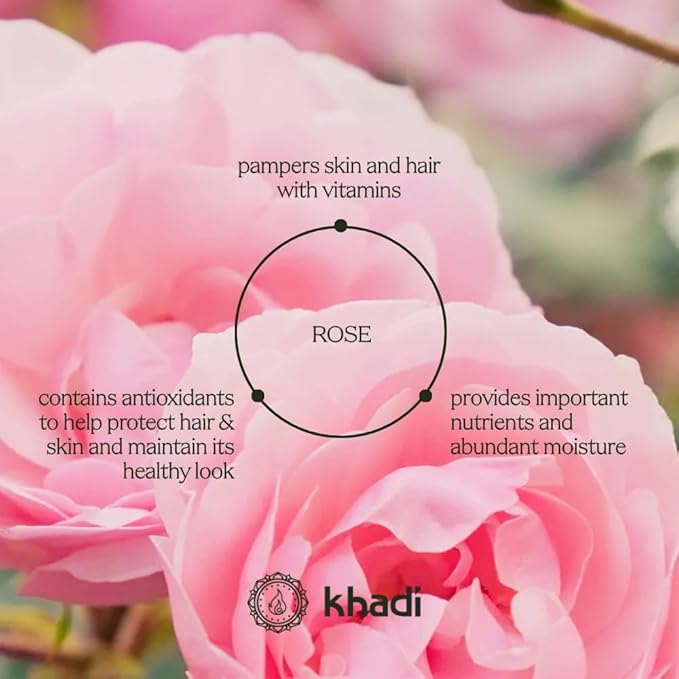 khadi ROSE REPAIR Ayurvedic Shampoo - Intensive regeneration & nourishing care for damaged hair - 100% natural & silicone-free - 6.7 fl oz