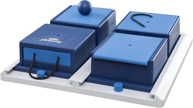 TRIXIE Poker Box 1 Dog Activity Interactive Toy, Level 2 Food Puzzle Game, Brain Teasing Treat Dispenser, IQ and Mental Development Toy for Smart Dogs, Enrichment Toy for Boredom Busting