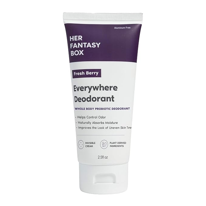 Her Fantasy Box | Everywhere Deodorant | with Probiotics - Berry Scent | Aluminum-Free, Naturally Absorbs Moisture | Fights Odor & Bacteria | Skin-Improving Formula