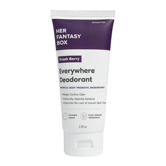 Her Fantasy Box | Everywhere Deodorant | with Probiotics - Berry Scent | Aluminum-Free, Naturally Absorbs Moisture | Fights Odor & Bacteria | Skin-Improving Formula