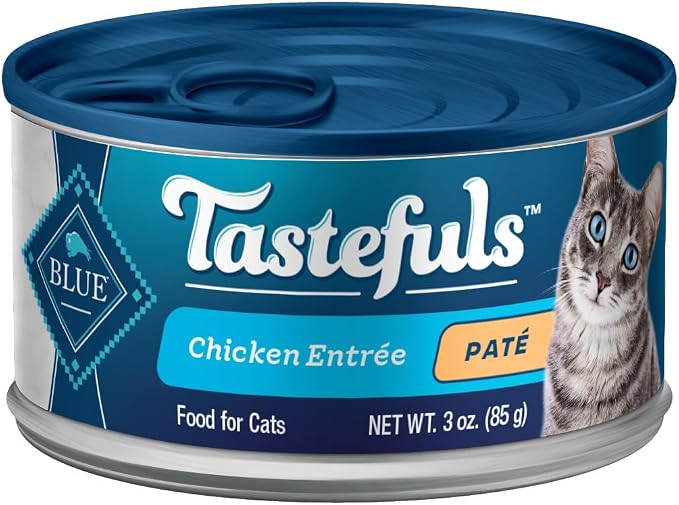 Blue Buffalo Tastefuls Natural Pate Wet Cat Food,Chicken Entrée 3-oz cans,(Pack of 48)