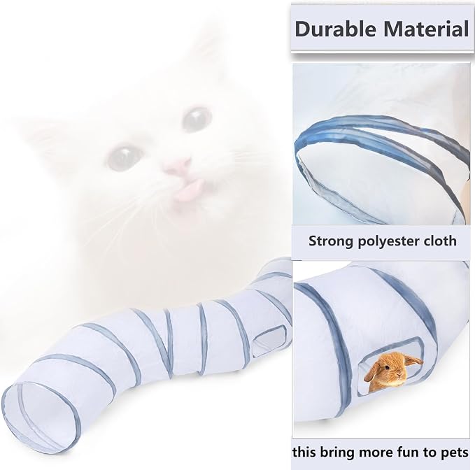 Cat Tunnel, Cat Tunnels for Indoor Cats, S-Shape Foldable Cats Cave