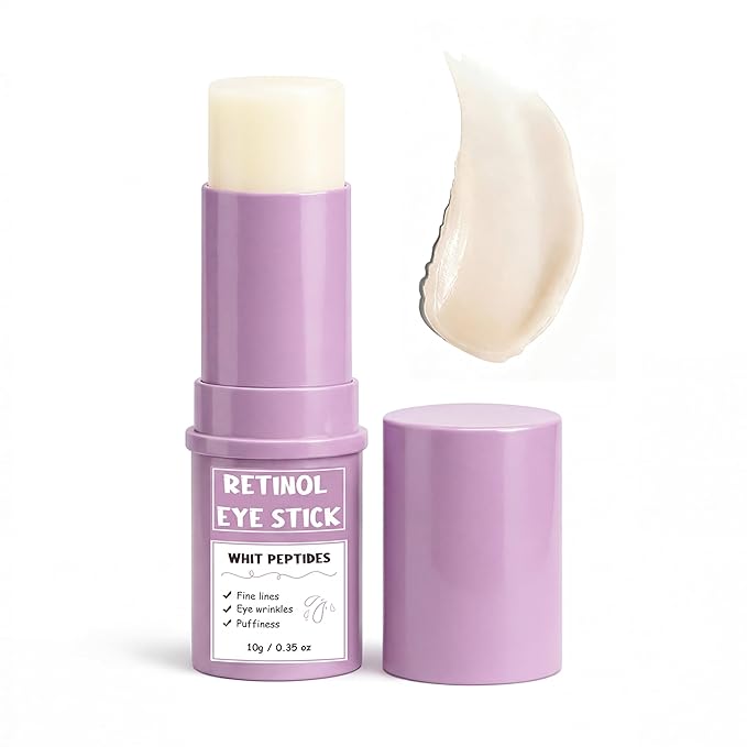 Retinol Eye Stick, Anti-Aging Under Eye Cream & Eye Balm Stick for Dark Circles and Fine Lines, Hydrating Eye Wrinkle Cream with Peptides, Travel-Friendly Eye Care for Smoother-Looking Skin, 0.38 oz