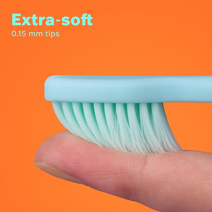Tonochi Max Extra-Soft Toothbrush for Adults Sensitive Gums – Gentle Bristles, Wide Angled Head for Back Teeth, Ergonomic Non-Slip Grip, BPA-Free Handle, Individually Wrapped, 4-Pack(Green)