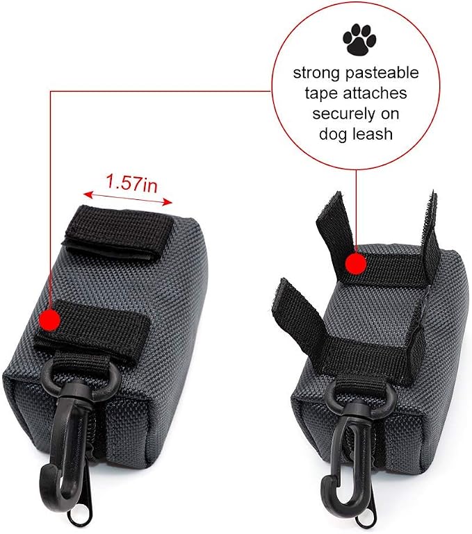 SLSON Pet Waste Bag Dispenser Zippered Pouch,Portable Dog Poop Bag Holder Leash Attachment Lightweight Fabric Bags (Dark Grey)