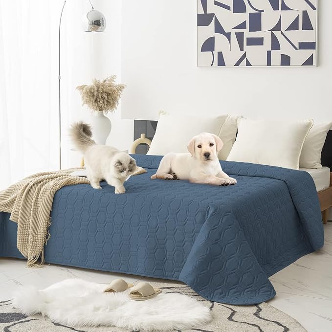 Tcksstex Waterproof and Non-Slip Dog Bed Cover and Pet Blanket Sofa Pet Bed Mat ，car Incontinence Mattress Protectors Furniture Couch Cover for Most Cats Dogs, Pets（40x50- Navy Blue）