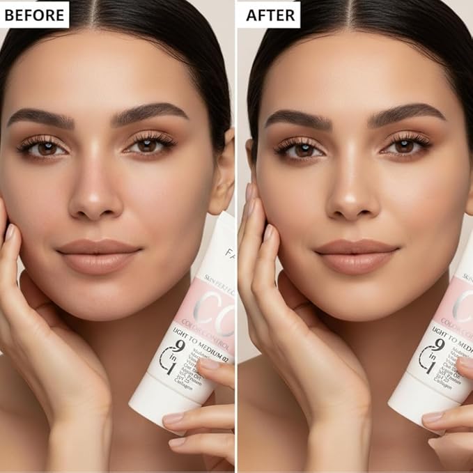FARMASi CC Color Correcting Cream, Tinted Moisturizer Makeup Base with SPF 25, Lightweight Buildable Coverage, Natural Flawless Finish, All Skin Types, 1.7 fl oz, Light to Medium