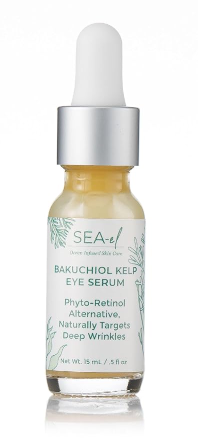 Sea-el Bakuchiol Kelp Eye Serum Plant-Based Skincare Naturally Boosts Under Eye Glow Targets Deep Wrinkles & Supports Smooth Skin - Retinol Alternative for Women or Men, Vegan - .5 oz