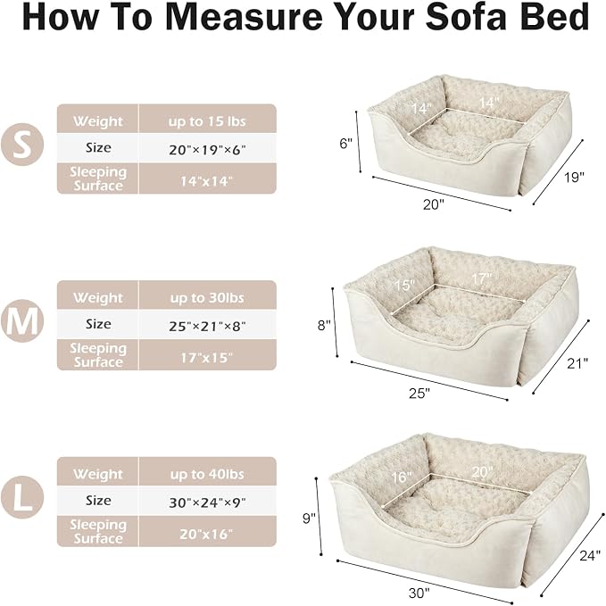 JOEJOY Rectangle Dog Bed for Large Medium Small Dogs - Washable Orthopedic Sofa Bed, Soft Breathable Puppy & Pet Cuddler, Durable Calming Dog Bed with Anti-Slip Bottom, Multiple Sizes