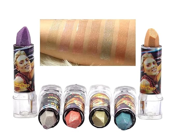 PRZX Glitter Gloss Lipstick & Clear Lip Gloss Set – Waterproof, Long-Lasting, Smooth Shine Makeup Kit – 6-Piece Lip Gloss Collection for Everyday Use