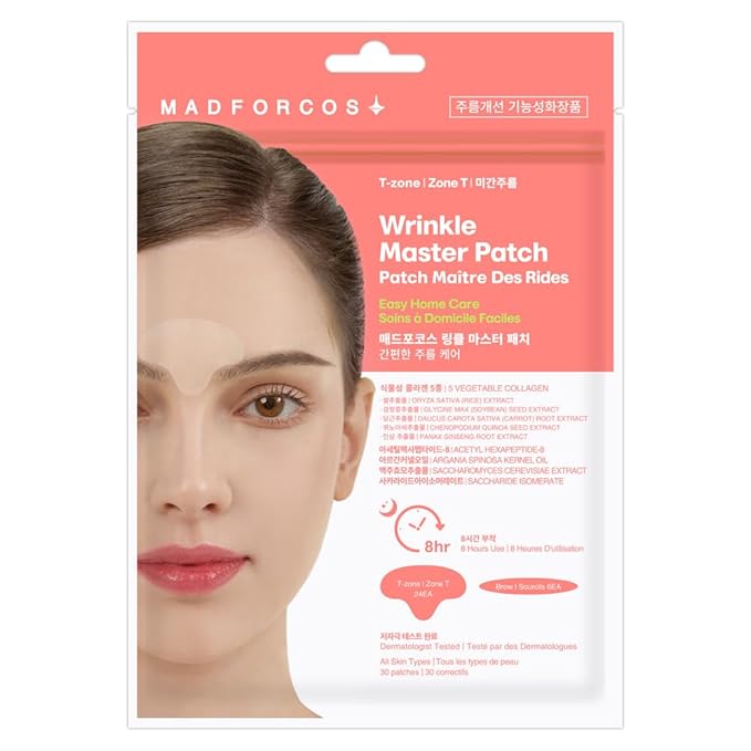 Wrinkle Master Patch – T-Zone Wrinkle Patches for Frown Lines & Forehead | Korean Skincare (30 patches)