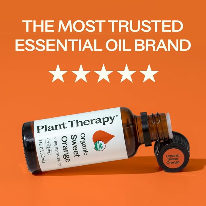 Plant Therapy Organic Sweet Orange Essential Oil, 30 mL (1 oz), 100% Pure Essential Oil, USDA Certified Organic, Great Fresh Citrus Aroma
