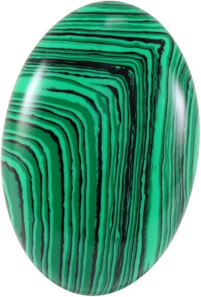 Large Malachite Gemstone Polished Palm Stone Healing Crystals Thick Natural Reiki Worry Stone Energy Balancing Anxiety Stress Relief Meditation 1 Pc