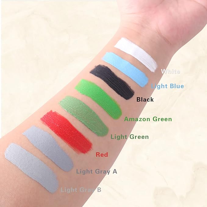 Go Ho Grey Face Paint Washable for Halloween Makeup,Creamy to Gel Water Based Grey Body Paint Full Coverage for Adults Children Cosplay SFX Zombie Vampire Makeup,Light Grey A,25g