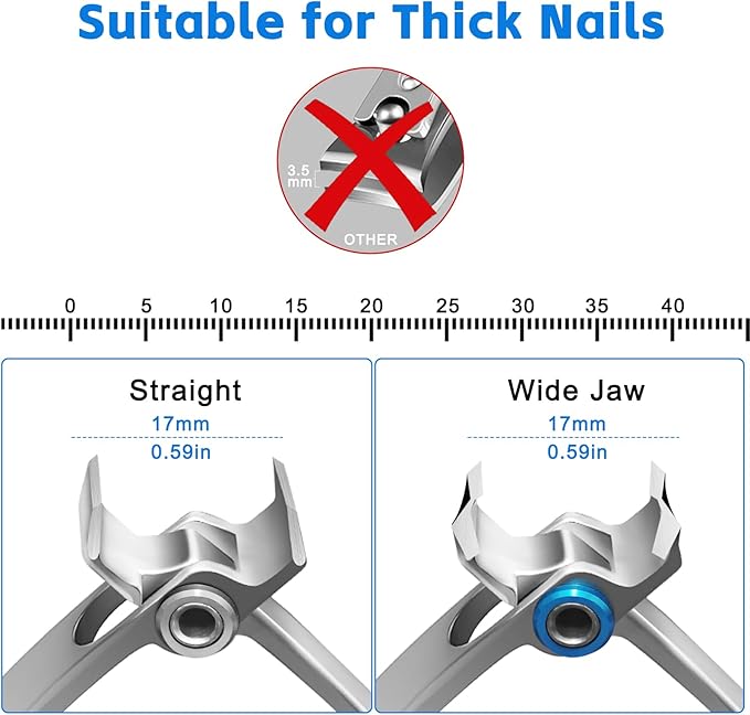 Heavy Duty Nail Clippers for Thick Toenails, Extra Large Toenail Clippers for Thick Nails, Curved & Straight Nail Cutter and Straight Nail Clipper Set, Silver