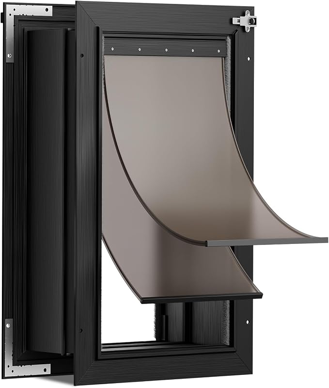 2-Flap Large Dog Door for Wall, All Aluminum Doggy Door, Pets Up to 110 LB | Magnetic Seal, Energy Efficient, Wide Telescoping Tunnel for Walls, Durable Rust Resistant, Closing Panel, Safety Locks