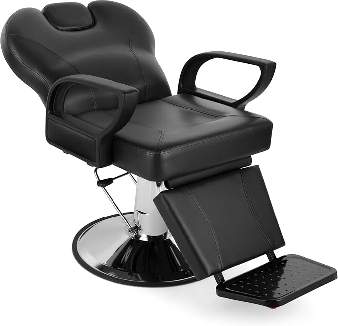 Artist hand Barber Chair Reclining Salon Chairs for Hair Stylist, Heavy Duty Stylist Hairdressing Shampoo Chair with Headrest and Footrest, 360 Degree Swivel, Spa Beauty Equipment, Black