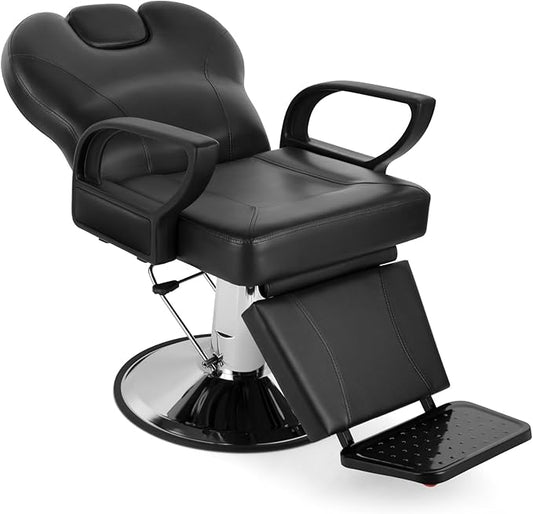 Artist hand Barber Chair Reclining Salon Chairs for Hair Stylist, Heavy Duty Stylist Hairdressing Shampoo Chair with Headrest and Footrest, 360 Degree Swivel, Spa Beauty Equipment, Black