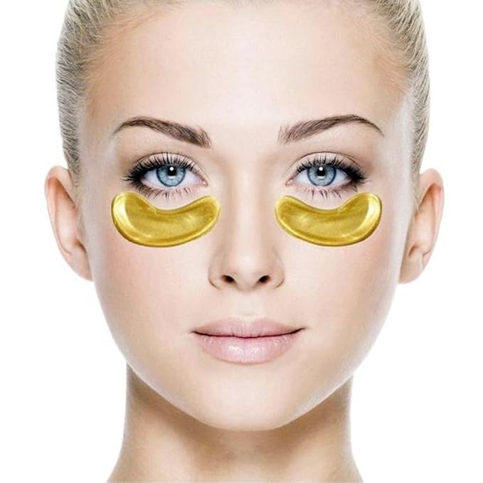 NYKKOLA 20 Pairs Gold Eye Mask Powder Crystal Gel Collagen Eye Pads For Anti-Aging & Moisturizing Reducing Dark Circles, Puffiness, Wrinkles