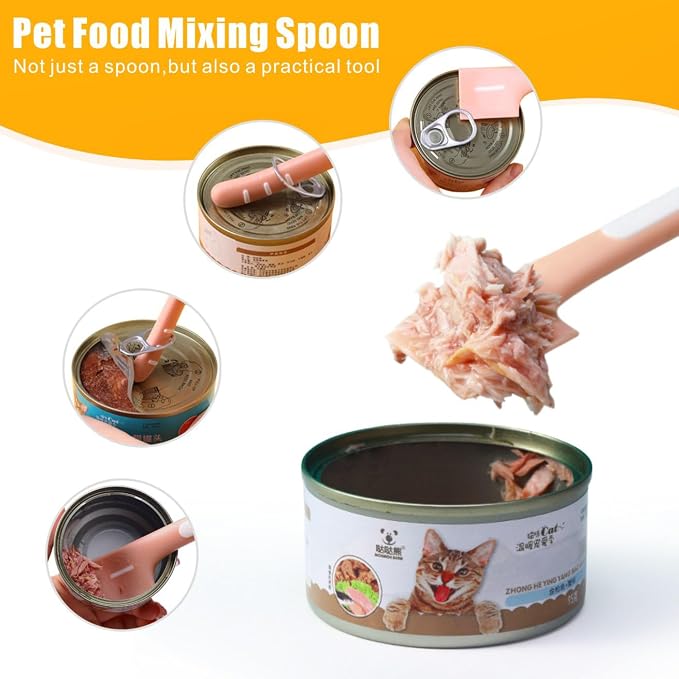 Idepet 4 Pcs Cat Strip Feeders Spoon,Cute Cats Treat Squeeze Spoons Pet Food Mixing Spoon Multifunctional Lickable Treat Feeding Dispenser for Cat Liquid Snack and Wet Food(Green&White&Yellow)