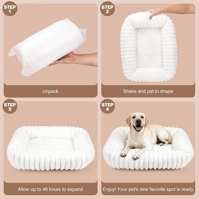 Dog Beds Large Sized Dog, Washable Rectangle Orthopedic Large Pet Sofa, Super Soft Plush Rabbit Fur Pet Couch Cute Cat Bed with Removable Zipper Cover & Anti-Slip Bottom Large Dog Bed self Warming