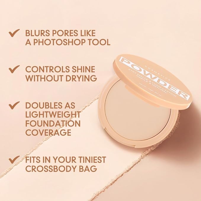 Pressed Matte Face Powder Makeup & Setting Powder for Poreless Wrinkle Blurring Contour Concealer Finishing,Lightweight,High Coverage,Shine Control, Dark Brown-Matte