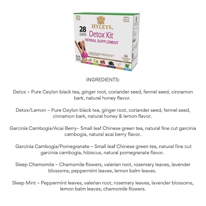 HYLEYS Detox Tea for Cleanse – 28 Day Detox Kit with 84 Tea Bags – Garcinia Cambogia, Green Tea, Mint & Chamomile – Supports Weight Loss, Digestion & Sleep (9 Pack - 756 Tea Bags Total)