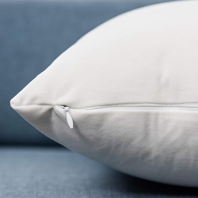 Throw Pillow Covers Set of 2 Velvet Cushion Covers 14x14,Cream White | Decorative Pillow Covers with Invisible Zipper for Couch Sofa Bed Living Room Bedroom Home Decor Christmas