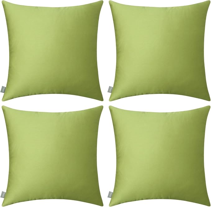 Thmyo 4-Pack 100% Cotton Comfortable Solid Decorative Throw Pillow Case, Square Cushion Cover Pillowcase Sublimation Blank Pillow Covers DIY Throw Pillowcase for Couch(18x18 inch/ 45x45cm, Green 2)