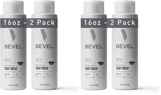 Bevel Moisturizing Body Wash for Men - Supreme Oak Scent with Shea Butter, Vitamin B, and Coconut Oil, 16 Oz(Packaging May Vary),2 Count (Pack of 2)