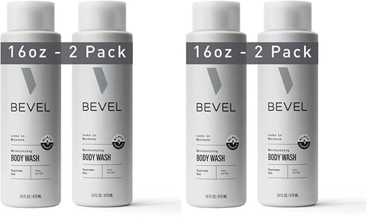 Bevel Moisturizing Body Wash for Men - Supreme Oak Scent with Shea Butter, Vitamin B, and Coconut Oil, 16 Oz(Packaging May Vary),2 Count (Pack of 2)