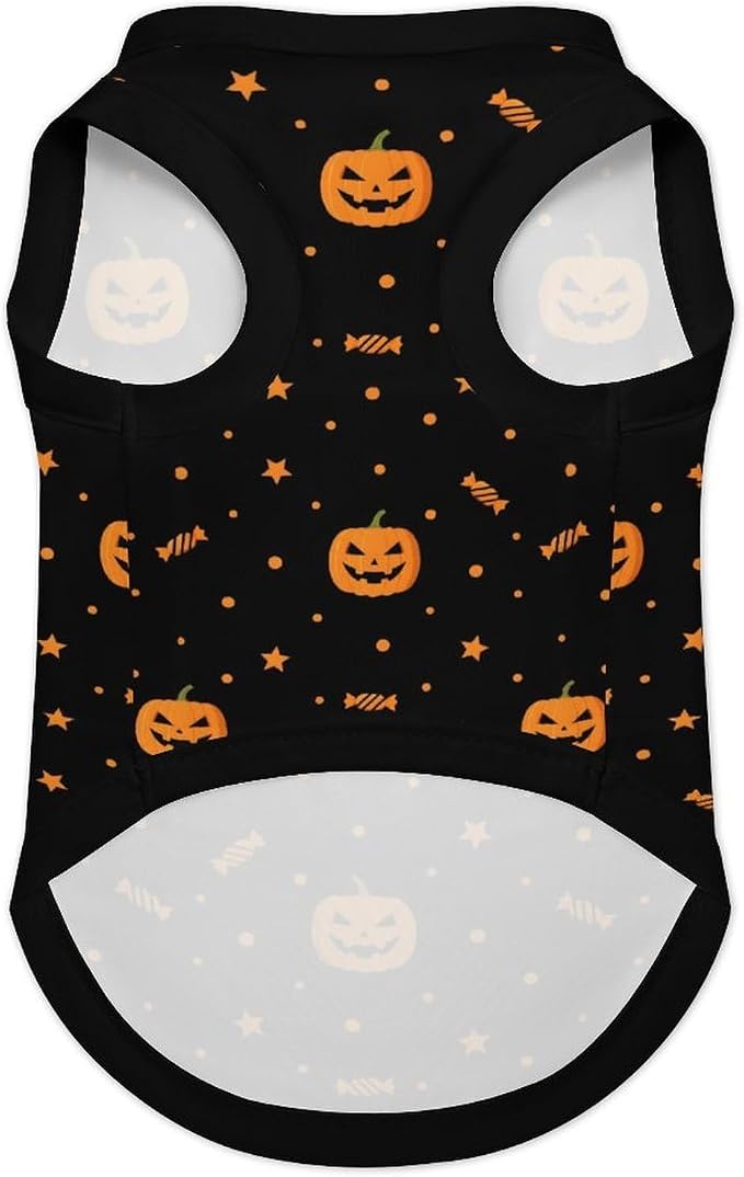 Halloween Pet Vest Pumpkin Pet Shirts Medium | Jack-o'-Lantern Dog Shirt Vest cute pet Sleeveless Vests Ice Silk Dog T-Shirts holiday Dog Clothes Halloween Canine Wear