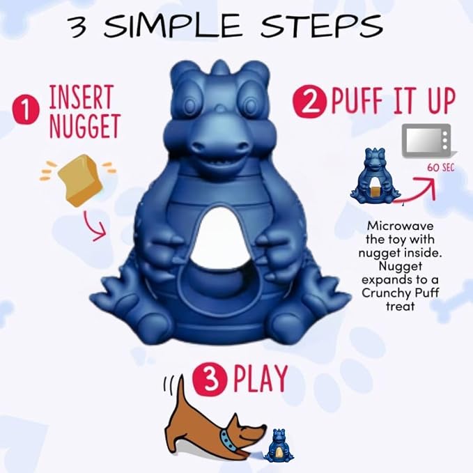 Yeti Puff & Play Interactive Dog Toy, Nugget Treat Dispenser, Blue Dragon
