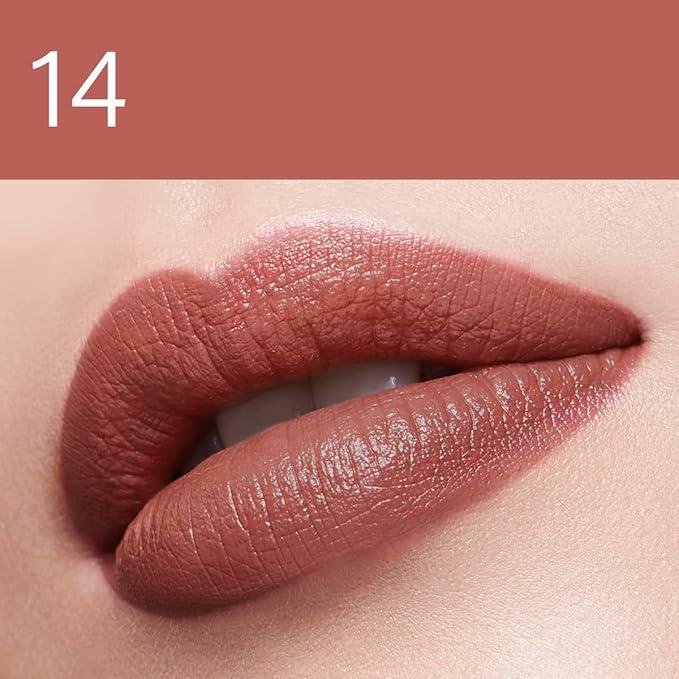 CARSLAN Moisturizing Creamy Lipstick, Long-lasting High Pigmented Lip Color, Smooth, Hydrating, Nude Red, 14