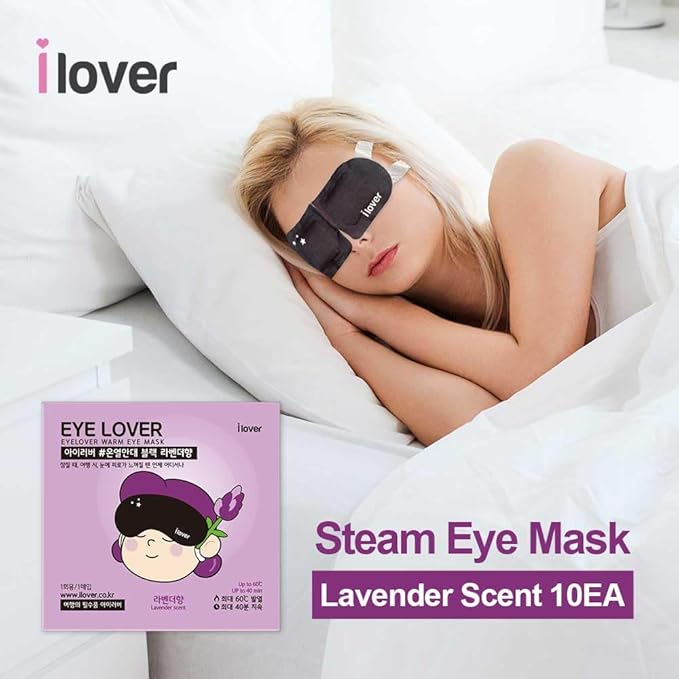 iLover Eye Mask for Sleeping Lavender Scent 10(EA) Warm Steam, Traveling, Relaxing and Tiredness Instantly Warm Helps Eye Injuries, relieves Dry Eyes.