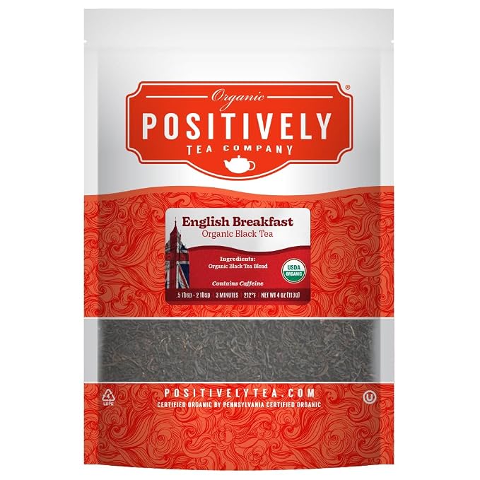 Organic Positively Tea Company, English Breakfast Black Tea, Loose Leaf, 4 Ounce