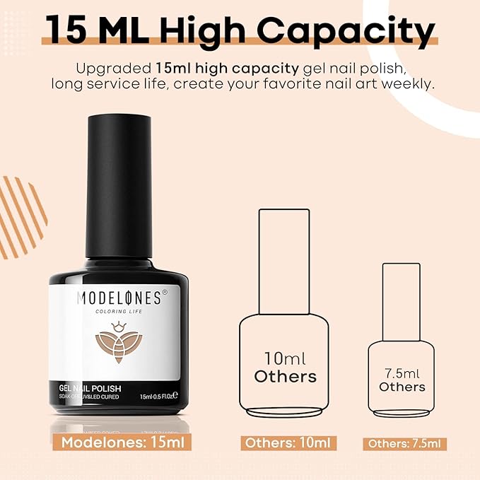 modelones Gel Nail Polish, 15ML Caramel Coffee Brown Gel Polish Soak Off LED Neutral Nude Brown Color Nail Gel Polish, Salon DIY Nail Art Manicure at Home Gift for Women Holiday, 0.5 fl oz.